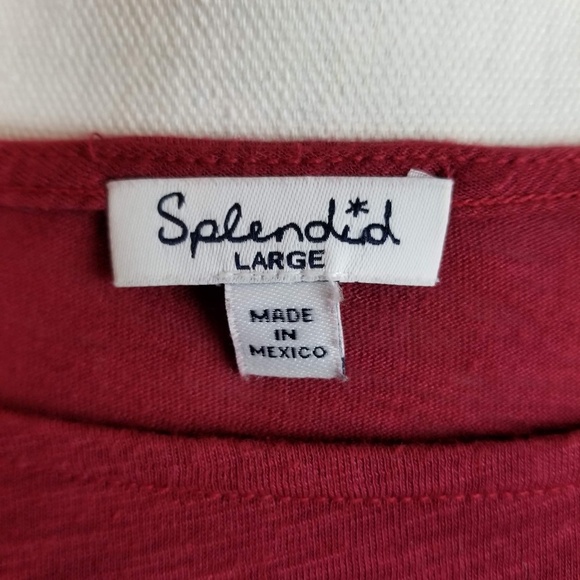 Splendid | Burgundy Long Sleeve Burnout Tee - Picture 5 of 5